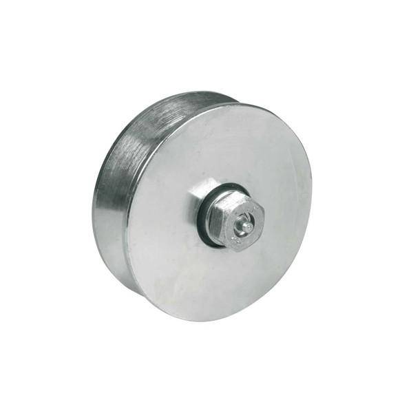 Galet (roue) pour portail Ø90mm - gorge 1 2 ronde (demi ronde) Ø20mm - axe  à visser avec graisseur - 1 roulement à billes 103/20 avec Bricometal