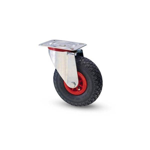 Chape pivotante avec frein + roue gonflable 200 mm